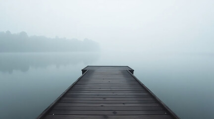 Obraz premium Foggy Morning on a Wooden Pier