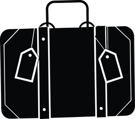 vector suitcase with travel tags on vector illustration