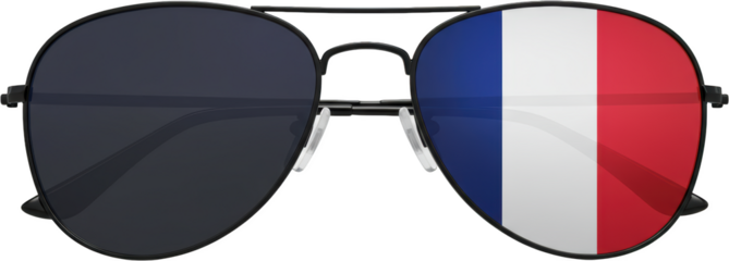 Stylish Black Aviator Sunglasses with French Flag Reflection Summer Fashion Accessory