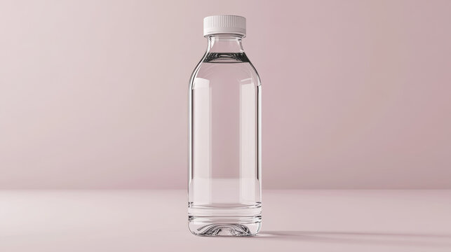 A clear glass small-sized water bottle mockup rendered for design presentation