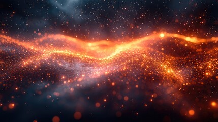 Naklejka premium Stunning abstract representation of a celestial landscape with shimmering particles and vibrant colors creating a cosmic ambiance