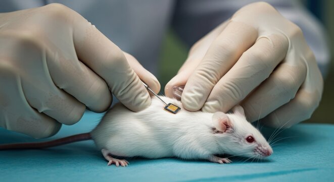 Chip Implantation on a Mouse - Photo