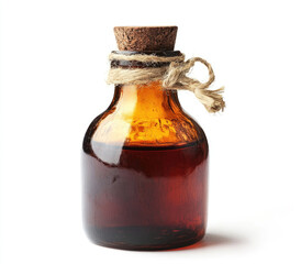 Amber glass bottle with dark liquid