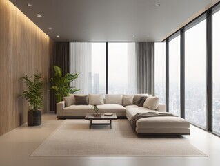 Fototapeta premium Living room with sofa and plants