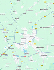 Urban city map of Emmen, The Netherlands 