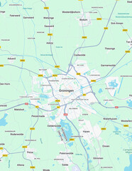 Urban city map of Groningen, The Netherlands 