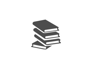 Simple Icon of Stacked Books on white  Background . A minimalist icon of  books stacked vertically on a plain gray and white  background. 