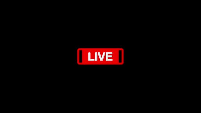 Live on icon animation. video recording live animation with black background.