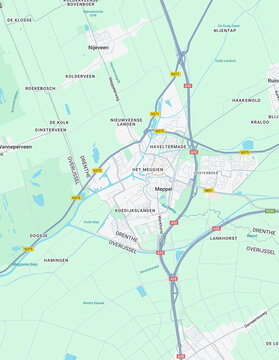 Urban city map of Meppel, The Netherlands 