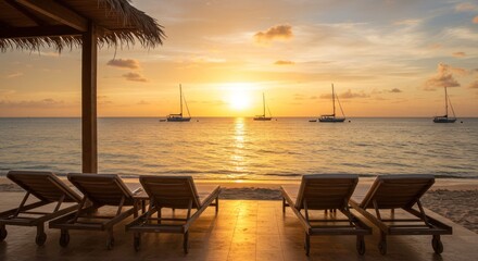 Fototapeta premium Beach Sunset Scene Photo
