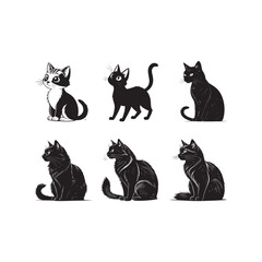 Simple Animal Icon – Black Cat Vector bundle