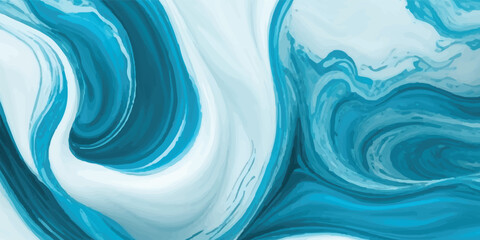 Watercolor wash blending sea and sky elements in delicate blue and white tones. Stylized Tsunami Wave in Watercolor Texture with Soft Motion and Pastel Ocean Tones