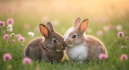 Two Cute Bunnies in a Field, Photos