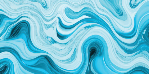 Watercolor wash blending sea and sky elements in delicate blue and white tones. Cartoon-Style Watercolor Sea Texture Featuring Gentle Tsunami Curves and White Highlights