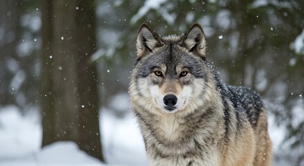 Obraz premium Grey Wolf in Snowy Forest