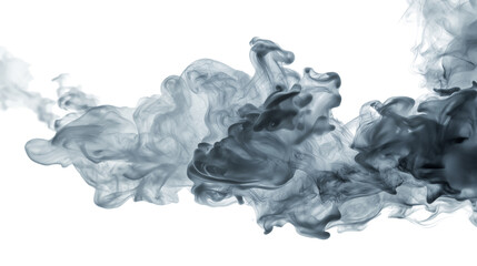 Fototapeta premium Abstract grey ink swirling isolated on white transparent background