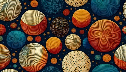 hand drawn seamles pattern with textured circles uneven polka dot design illustration