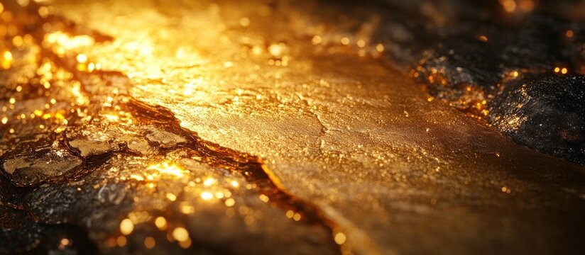 Captivating golden glitter texture with a mesmerizing sheen exuding a sense of luxury elegance and opulence  The surface is illuminated with a brilliant glow