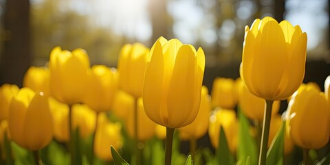 Obraz premium Yellow Purissima Tulips in a Spring Bloom