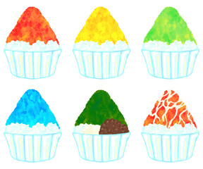 かき氷のイラストセット ベクター素材