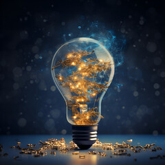 light bulb on blue background