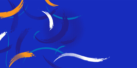 Creative Abstract Grunge Background in Blue and White for Sports Themes with Brush and Halftone Details