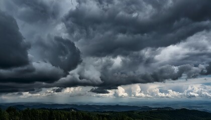 Fototapeta premium dramatic overcast sky with gray clouds forming moody and tranquil backdrop before rain capturing the serene yet stormy atmosphere in the cloudy weather of the rainy season moody and peaceful scene