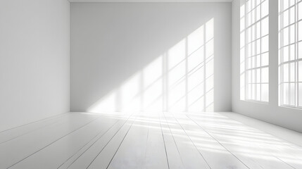 Illuminated minimalist space modern studio photography bright environment wide angle serenity concept