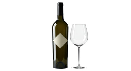 Isolated Wine Bottle and Glass