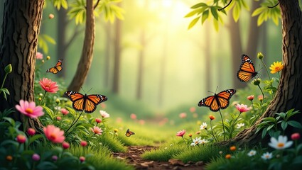 butterfly and flowers