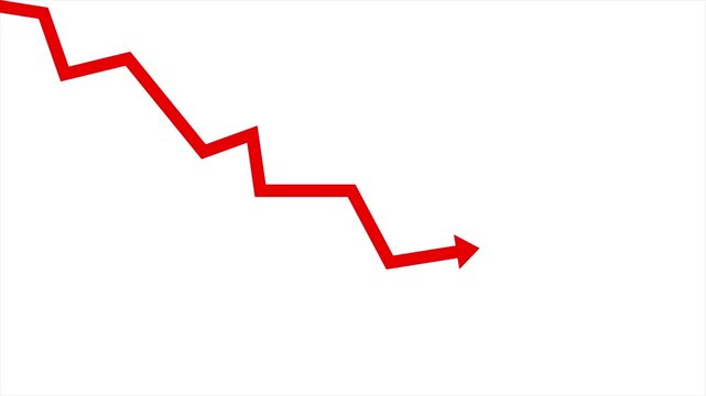 Chart arrow still goes Down animation. Graph decreasing. Business animation. Economy concept. arrow down fall