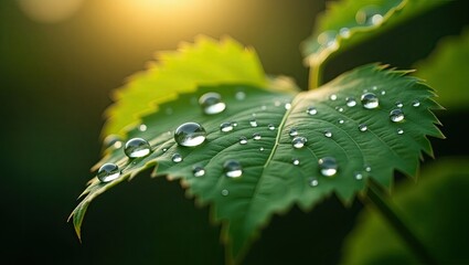 water drops on a leaf