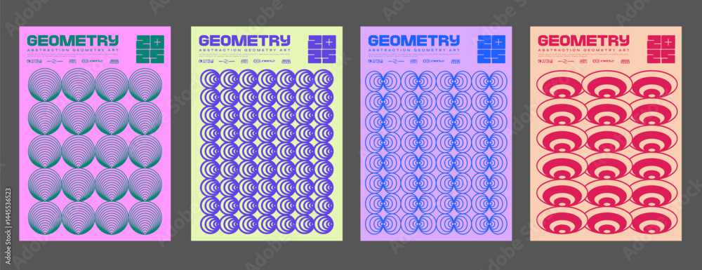 Poster set of abstract y2k posters vector design. cool futuristic placards. streetwear surreal rave graphic