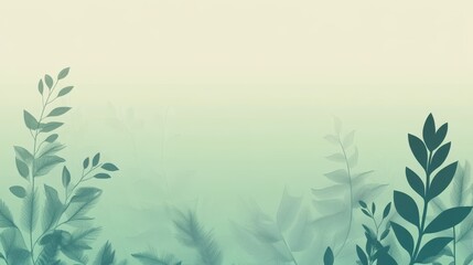 Soft Green Gradient Background with Delicate Leaves and Foliage for Tranquil Nature Inspired Designs and Illustrations