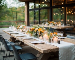 Rustic outdoor wedding reception