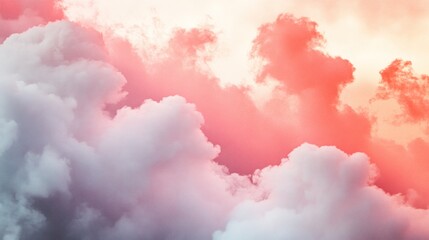 Fototapeta premium A vibrant, colorful display of cumulus clouds in a soft light.
