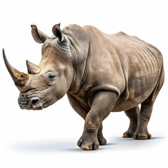 Obraz premium majestic rhino standing isolated on clean white background