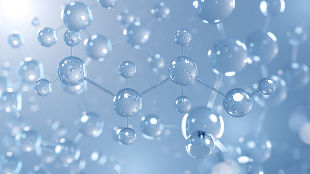 ethanolamine molecular structure 3d, amino alcohol structural chemical formula view from a microscope