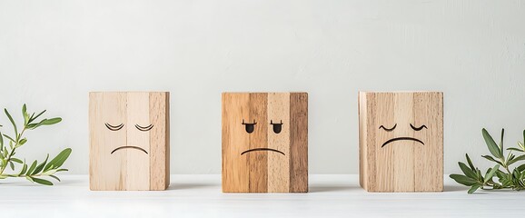 Sad wooden blocks