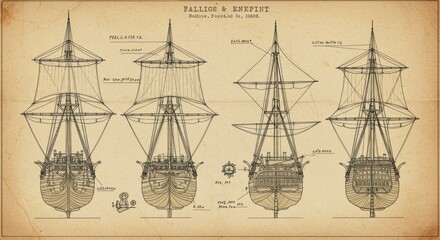Ship Blueprint Illustration