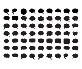 black vector speech and thought bubble icons pack for comics ui,