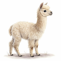 Cute young Alpaca isolated on white background