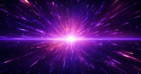 Fototapeta premium A brilliant burst of purple and white light radiates outward, evoking a cosmic explosion or a starburst in deep space.