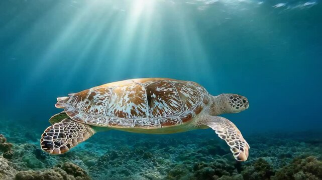 green sea turtle swimming