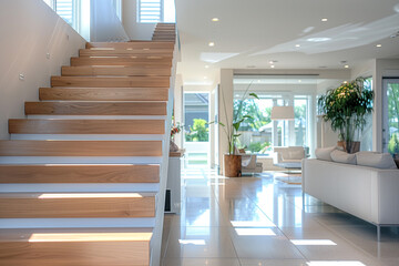 A happy couple, accompanied by their knowledgeable real estate agent, excitedly explore stunning features of a beautifully designed and contemporary modern house 4