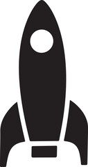 Rocket launching silhouette vector icon illustration 