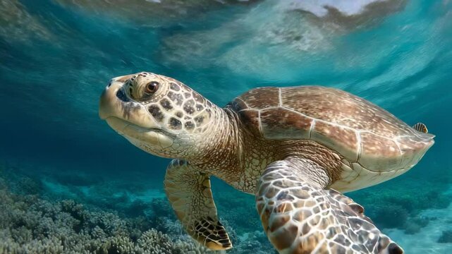 sea turtle swimming in the sea