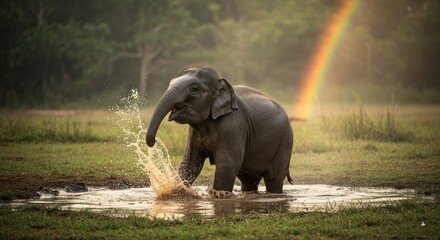 Obraz premium Baby Elephant Playing Photos