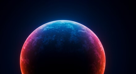 Fototapeta premium Glowing Planet Abstract Design with Colorful Surface and Dark Background
