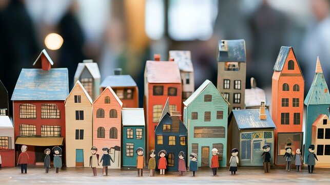 Miniature Houses and Colorful Buildings: Handcrafted Toy Village with Whimsical Design for Home Decor and Seasonal Display - Charming Architecture and Artistic Arrangement for Crafts & Hobbies